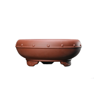 Maceta de Bonsái de Arcilla Morada, Redonda, en Forma de Tambor, Hecha a Mano, con Base Meander, Clásica para Escritorio - Product Image 5