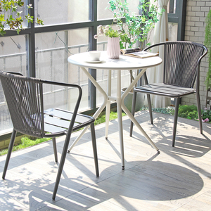Moderner Esszimmers tuhl im Freien mit Aluminiums itz und Seil bindung Beliebter Gartenmöbel für Hotel-und Restaurant möbel - Product Image 5