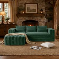 Canapé modulaire en L moderne en tissu velours côtelé, lavable, compressé sous vide, emballé en rouleau, pour salon, hôtel, villa - Vente en gros