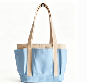 <b>Tote</b> Bag with Three External Pockets Reusable Grocery Shopping Bag Long Handle Top Zipper Closure Daily Essentials <b>Canvas</b> - Product Image 3