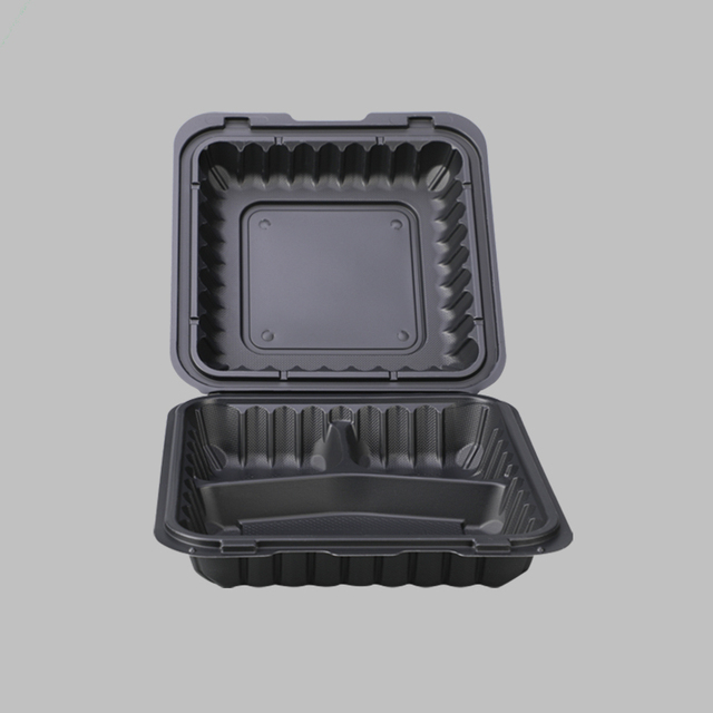 PP Plastic Food Containers BPA Free Microwave Safe Reusable & Disposable Clamshell Takeout 3 Compartment Lunch Box