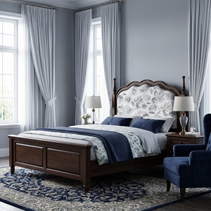 Struttura <span class=keywords><strong>letto</strong></span> in legno massello stile americano, testiera imbottita floreale, stile piattaforma per hotel e case. - Product Image 2