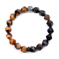 Bracelet en perles de pierre œil de tigre naturelle taillée à facettes de 10 mm de haute qualité, micro-incrusté de zircon en cuivre, bijoux à la mode pour homme, cadeau
