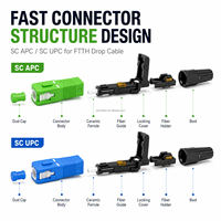 SC APC UPC Fast Connector FTTH Fiber Optic Quick Connector for Drop Cable Field Assembly