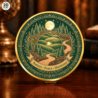 Pièce de monnaie fantaisie personnalisée en gros, pièce commémorative au design Nature Paix Harmonie Montagne Rivière Soleil, pièce de défi de collection en fer