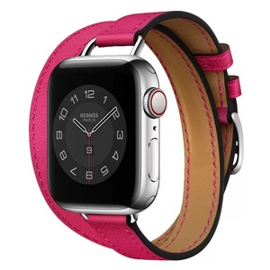 Correa de <span class=keywords><strong>Reloj</strong></span> de Cuero de Repuesto de Lujo para Apple IWatch 8/7/6/5/4, Hebilla de Acero Inoxidable con Bloques de Color, Compatible - Product Image 3