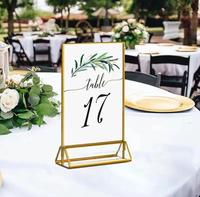 Soporte de exhibición de tamaño personalizado A4 A5 A6, soporte de menú, soporte de letrero acrílico con borde dorado, soportes para números de mesa de boda