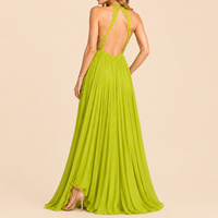 Robe de plage dos nu élégante et décontractée pour femme, style bohème, drapée, à épaules dénudées, fendue, coupe maxi évasée