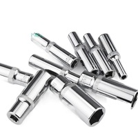 EXPLOIT Jeu de douilles profondes 1/4 pouces Clé longue et courte à 6 points Outils à main CRV avec outil de réparation hexagonal à finition chromée