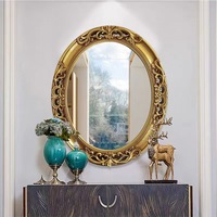 Miroir en verre Nouveau style européen vintage élégant Miroir mural ovale décoratif 4 mm Miroir de coiffeuse pour la maison Hôtel Décoration
