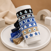 Bracelet tressé fait main œil bleu avec pompon brodé, bracelet de poignet personnalisé en couleur pour bracelet de mode en corde