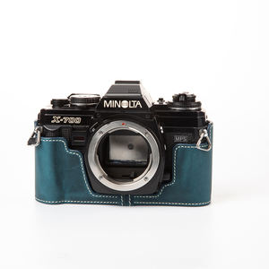 Sac photo rétro en cuir véritable pour <span class=keywords><strong>Minolta</strong></span> <span class=keywords><strong>X700</strong></span> X570 sac de photographie étui de protection fait à la main véritable appareil photo demi étui personnaliser - Product Image 5