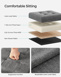 SONGMICS Pouf Contenitore <span class=keywords><strong>Pieghevole</strong></span> Moderno Piccolo, <span class=keywords><strong>Poggiapiedi</strong></span> a Cubo per Scuola, Ingresso, Soggiorno, Camera da Letto, Dormitorio - Product Image 3