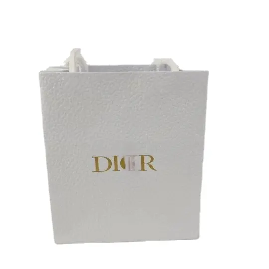 Sacs en papier de luxe blanc avec logo personnalisé pour Noël Joyeux shopping Sacs en papier de marque célèbre