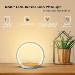 10W Wireless Charger LED Desk Lamp with Touch Dimming 3-Level Aluminum Wooden Base Modern <b>Night</b> <b>Light</b> for Bedroom and Office - Product Image 4
