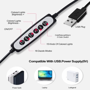 Clip de Selfie de haute qualité 8W 6 pouces sur anneau vidéo RVB lumière de remplissage de Selfie réglable pour <span class=keywords><strong>tablette</strong></span> d'ordinateur portable - Product Image 6