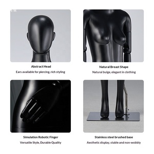 Mannequin féminin intégral Egg Head tendance pour vitrine, en position debout, <span class=keywords><strong>pieds</strong></span> modernes jointes, bras en bois FRP - Product Image 4