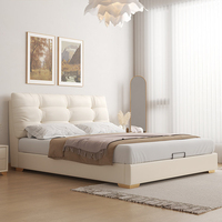 Cadre de lit de rangement XHA moderne et minimaliste en similicuir capitonné, taille King, avec sommier tapissé doux