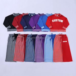 Conjunto de Top de Manga Larga y Pantalones Cortos de Yoga para Niñas, con Detalles a Cuadros, Ropa Deportiva Infantil para Uso Diario, Logotipo, Color, Talla y Estampado Personalizables - Product Image 3