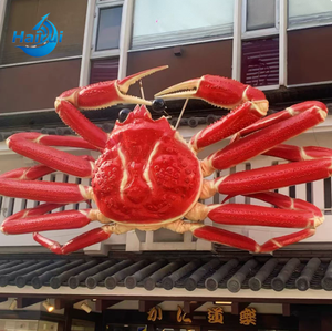 Modèle géant de <span class=keywords><strong>crabe</strong></span> roi en fibre de verre pour la décoration de restaurant de fruits de mer, sculpture de <span class=keywords><strong>crabe</strong></span> 3D éclairée par LED pour la décoration extérieure de vitrine - Product Image 1