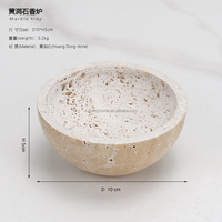 Brûleur à Bakhoor en marbre naturel de style moyen-oriental, sphère en travertin doré, Mubkhara, brûleur d'encens, décoration d'intérieur