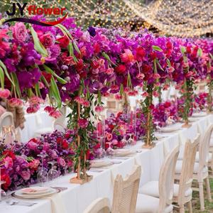 Arche de mariage artificielle JY, centre de table, orchidées bordeaux réalistes, chemin de table fleuri violet, arrangement en tissu, retour à l'école - Product Image 5