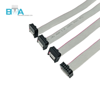 كابل شريطي مسطح IDC بـ 10 أسنان وخطوة 1.27 مم وطول 150 مم UL2651 28AWG، تجميع أسلاك مخصصة للوحات الدوائر المطبوعة والتحكم الصناعي