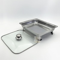 Plat à réchaud rectangulaire en acier inoxydable 3L abordable |   Réchaud de buffet économique avec couvercle en verre pour aliments