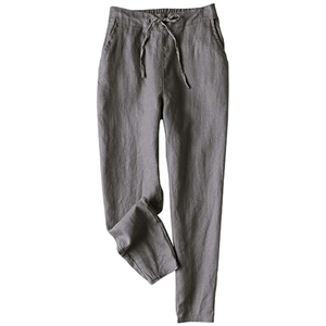 <span class=keywords><strong>Pantaloni</strong></span> <span class=keywords><strong>estivi</strong></span> elasticizzati in vita tinta unita in lino 100% <span class=keywords><strong>con</strong></span> coulisse <span class=keywords><strong>pantaloni</strong></span> Casual leggeri da <span class=keywords><strong>donna</strong></span> - Product Image 3