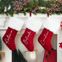 Bas de Noël en Velours Rouge pour Sublimation, Vierge à Imprimer, Personnalisables, en Peluche, pour Enfants, Cadeaux de Fêtes de Noël, Vente en Gros