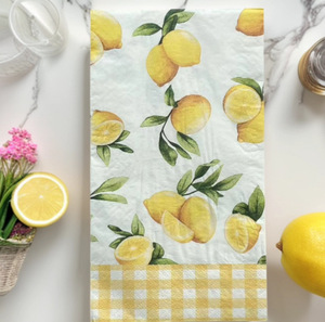 Approvisionnement direct usine, <span class=keywords><strong>serviette</strong></span> en <span class=keywords><strong>papier</strong></span> 2 plis en pâte vierge, 4 plis, imprimée couleur, motif fleur de <span class=keywords><strong>citron</strong></span>, grand motif floral, mouchoir de table - Product Image 2