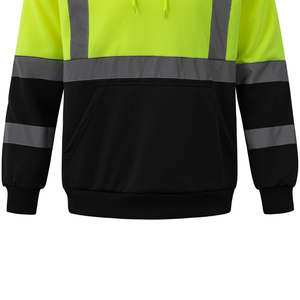 Sudadera con capucha de alta visibilidad y reflectante en colores sólidos, ropa de trabajo de seguridad reflectante de alta calidad con cremallera. - Product Image 6