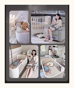 Modern Portable <b>Foldable</b> <b>Plastic</b> Baby Crib Adjustable Splicing Bed Changing <b>Table</b> Playard for Newborns Toddlers Compact Home Use - Product Image 5