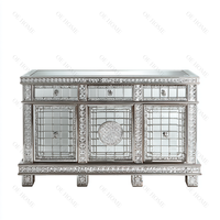 Meuble TV de ferme moderne argenté de luxe Meuble de salon en bois et cristal à miroir Nouveau meuble TV de bonne qualité