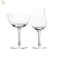 Verres à cocktail martini côtelés profonds de 280 ml, flûtes à champagne en verre transparent, verres à vin personnalisés OEM, vaisselle artisanale