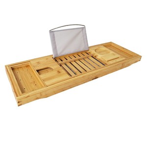 Étagère de salle de bain autoportante rectangulaire en bambou 70105X22X4, durable, pour rangement dans la baignoire - Product Image 2