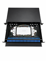 Rak Distribusi Serat Optik (ODF) 1U 19 inci 24 Core untuk Rak, Panel Patch Geser 1U dengan Adaptor SC/LC dan Pigtail