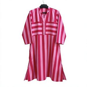 Robe midi en lin à manches trois quarts pour femmes, imprimé floral d'été, col en V, coupe évasée, 100% coton, qualité supérieure, impression numérique - Product Image 1