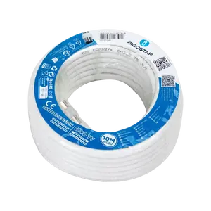 Câble coaxial RG6U de 10 m avec connecteurs mâle-mâle et accessoires, idéal pour la transmission de signal de télévision et de données. - Product Image 3