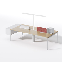 Bureau moderne en bois 4 places Poste de travail modulaire en coworking pour le personnel pour une collaboration efficace sur le lieu de travail