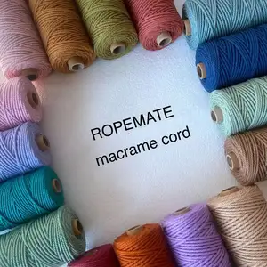 Premium 3mm 3 strands 41 colors macrame cord ROPEMATE twisted 3ply cotton rope for hang craft