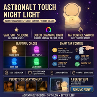 Lampe de nuit portable en silicone LED tactile USB à intensité variable pour chambre d'enfant, motif astronaute, multicolore, ambiance bébé
