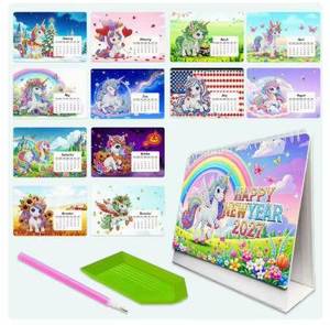 XIXI ปฏิทินตั้งโต๊ะอะคริลิคแบบ DIY ลายเพชร พร้อมชุดสติกเกอร์การ์ตูนรุ่นใหม่ - Product Image 2