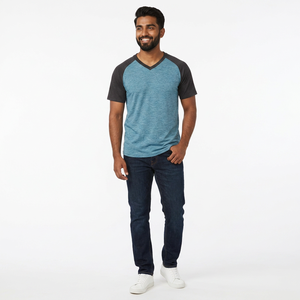 Personalizada de los hombres de color Heather cuello en V poliéster rayón Tri Blend camisetas para hombre Camiseta en blanco para los hombres - Product Image 1