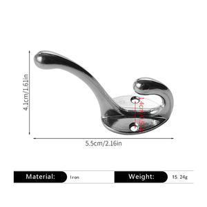Heavy-duty Modern Entrance Zinc Alloy <strong>Wall</strong> <strong>Hook</strong> with 2 <strong>Hooks</strong> for Hanging Towels Clothes &amp; <strong>Keys</strong>-Multifunctional Design - Product Image 6