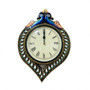 Peacock Design Handcrafted Wooden Art Deco Animal-Shaped Wall <b>Clock</b> with Quartz Movement <b>Battery</b> Operated - Product Image 1