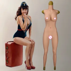 URCHOICE trans travesti silikon jel göğüsler kadın erkek crossdresser tam bodysuit silikon külot erkekler sahte meme vajina - Product Image 1