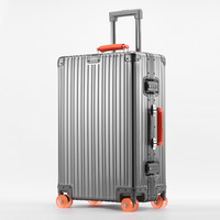 Valise de Voyage Métallique de Luxe Haut de Gamme en Alliage d'Aluminium avec 4 Roues en Gel et Poignée en PU Couleur Assortie