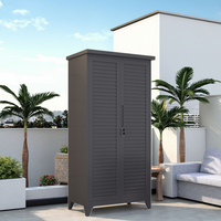 Armoire de rangement extérieure moderne en acier à 2 portes avec serrure à clé, armoire à outils