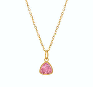 Trillion-Schliff Edelstein-Anhänger Halskette 18K Gold PVD Edelstahl Gliederkette Diamantklare Farbige Zirkon Geburtsstein-Halskette - Product Image 3